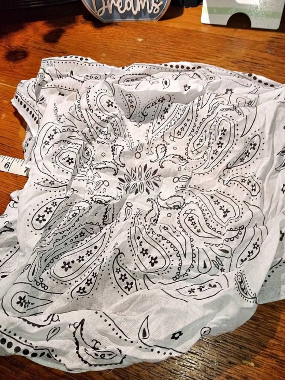 Paisley Print Bandana in White & Black Like New